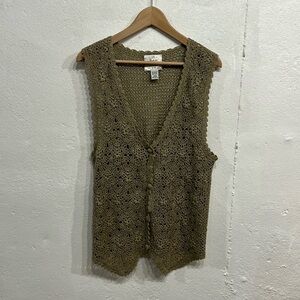 Express Vintage 90s Handknitted Floral Button Down Sweater